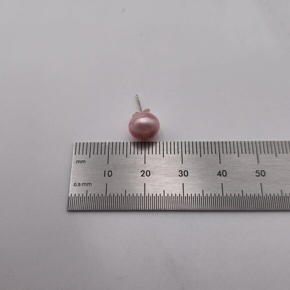 Sterling Silver Pink Pearl Cute Stud Earrings A3115 - Picture 4 of 5